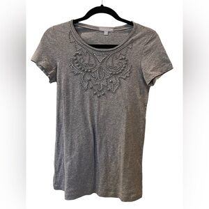 J. Crew Women's Embellished Gray Tee Shirt Size: Small